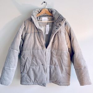 Topman Cord Puffer Synthetic Down Jacket